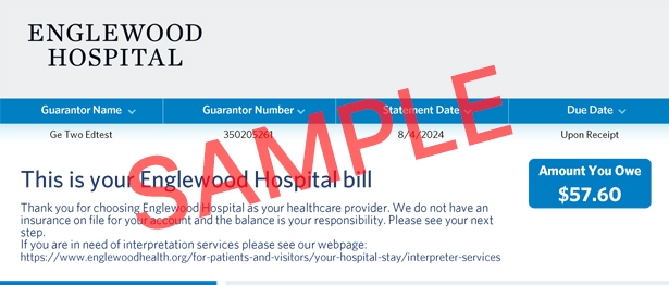 Englewood Hospital bill sample
