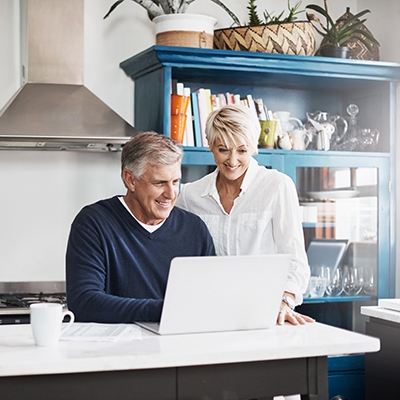 Couple looking at computer