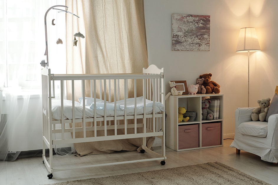 Crib in nursery
